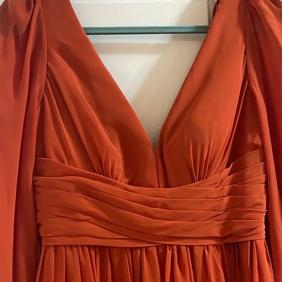 Azazie Long Sleeve Dress in Rust - Picture 2 of 6